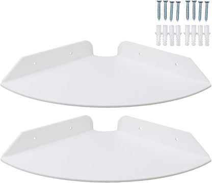 Yosoo Health Gear Acrylic Wall Mount Floating Corner Shelves 2pcs Quarter Round Shower Shelf, Sturdy Wall Storage Display Organizer for Bathroom Kitchen Bedroom Living Room 1.2 x 8.3 x 8.3in (White)