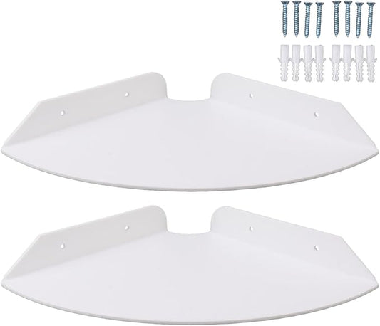 Yosoo Health Gear Acrylic Wall Mount Floating Corner Shelves 2pcs Quarter Round Shower Shelf, Sturdy Wall Storage Display Organizer for Bathroom Kitchen Bedroom Living Room 1.2 x 8.3 x 8.3in (White)