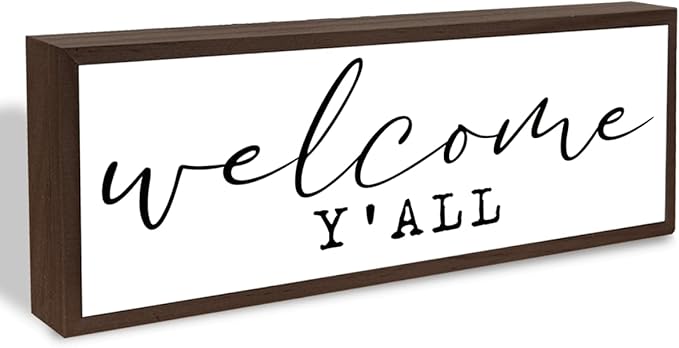 Welcome Y'all Sign, Welcome Decoration Sign, Farmhouse Decor for Entryway, Home Porch Decors for Indoor Outdoor, Rustic Tabletop Decor, Decorative Framed Signs, Home Party Decoration Supplies