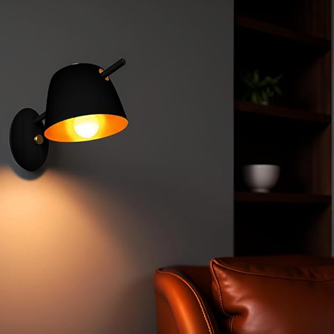 Kawell Modern Metal Wall Sconce Light Fixture Hardwired Indoor Night Light for Bedroom Living Room Kitchen Study Room, Minimalist Black Finish