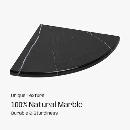 Black Marble Corner Shower Shelf, 9 Inch Carrara White Marble Corner Shelf for Bathroom Shower Decor, Wall Mounted, Polished, 1 Pcs