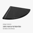 Black Marble Corner Shower Shelf, 9 Inch Carrara White Marble Corner Shelf for Bathroom Shower Decor, Wall Mounted, Polished, 1 Pcs
