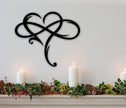 Infinity Heart Wall Decor, Unique Infinity Heart Metal Art Wall Decor Love Sign Steel Wall Plaques Bedroom Ornaments for Home Wedding Decor, Room Living Room Decoration (Black, 15.7x14inch)