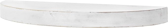 American Art Decor Large Rustic Round Oval Wood Decorative Floating Wall Mounted Shelf - White - 36" L x 3" H x 10" D