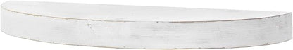 American Art Decor Large Rustic Round Oval Wood Decorative Floating Wall Mounted Shelf - White - 36" L x 3" H x 10" D