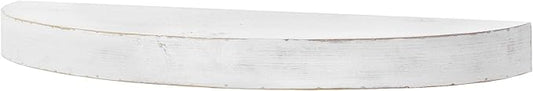 American Art Decor Large Rustic Round Oval Wood Decorative Floating Wall Mounted Shelf - White - 36" L x 3" H x 10" D