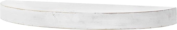 American Art Decor Large Rustic Round Oval Wood Decorative Floating Wall Mounted Shelf - White - 36" L x 3" H x 10" D