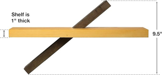 EXCELLO GLOBAL PRODUCTS Geometric Floating Wall Shelf - Easy to Assemble Modern - Decor for Kitchen, Living Room, Bedroom, Office (Dark Brown & Natural Wood)