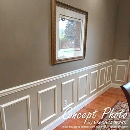 Ekena Millwork PNL16X28AS-02-CASE-2 Ashford Molded Scalloped Wainscot Wall Panel, 16" W x 28" H x 1/2" P, Factory Primed White, 2 Count