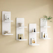 Floating Wall Shelves Set of 2, White Solid Wood Double Layer Wall Mounted Shelf, 20 x 8 x 6 Inches, Modern Storage for Bedroom, Bathroom, Kitchen, Home Decor, Plants & Cosmetics