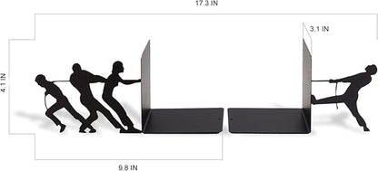Tug of War Theme Book Holder Organizer – Steel, Black, Creative and Fun Design – Keeps Upright, Adds Personality to Home Decor, Great Gift Idea – Fun Collection – Geguton
