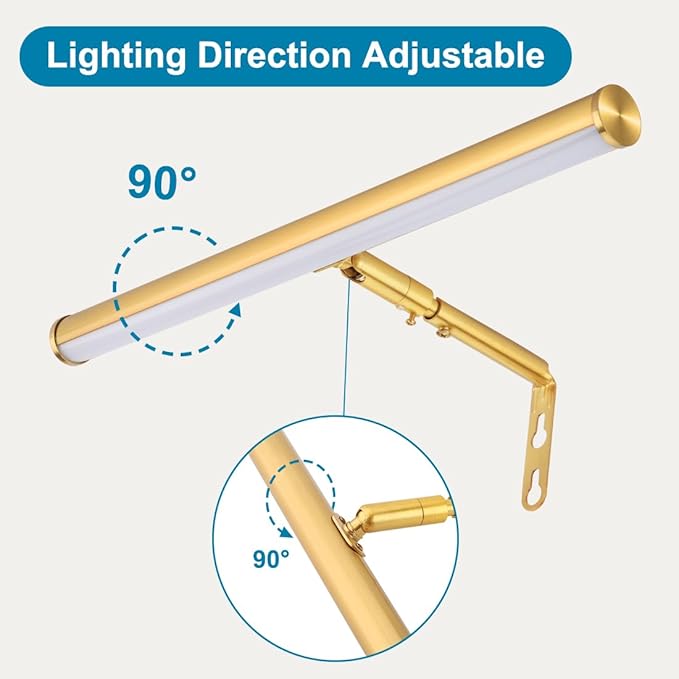 LED Picture Lights for Paintings Plug in, Adjustable Art Light Gallery Wall Light for Display Art Work, 14 Inch 4W 3000K Warm White, Gold Finish CRI90+, ETL Listed