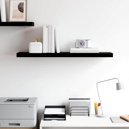 High Gloss Black Floating Wall Shelf Honeycomb MDF Metal Modern Design Storage Display Compact Versatile Installation