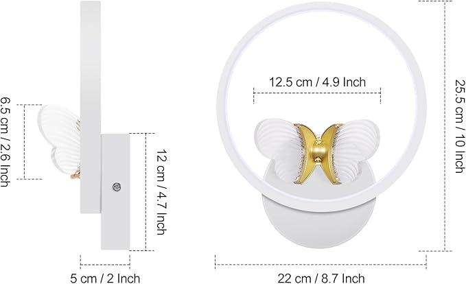 XEYOU 16W Modern Wall Sconce Lighting Indoor LED Creative Wall Light Fixture Butterfly Shape Decoration Wall Lamp for Living Room Bedroom Stair Corridor