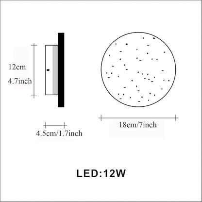 DUHU Led Wall Sconce Round,Grey Cement Wall Lamp Hardwired,Minimalist Wall Mount Light with Sleek Finish Design,Modern Indoor Sconces Lighting for Bedroom,Living Room,Hallway,12w 3000k,Warm White