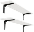 DINZI LVJ Long Wall Shelves, 31.5 x 7.9 x 6.1 Inches, Set of 2 White Floating Shelves, Easy-to-Install, Large Storage Ledges with Sturdy Metal Brackets for Living Room, Bathroom, Bedroom, Kitchen