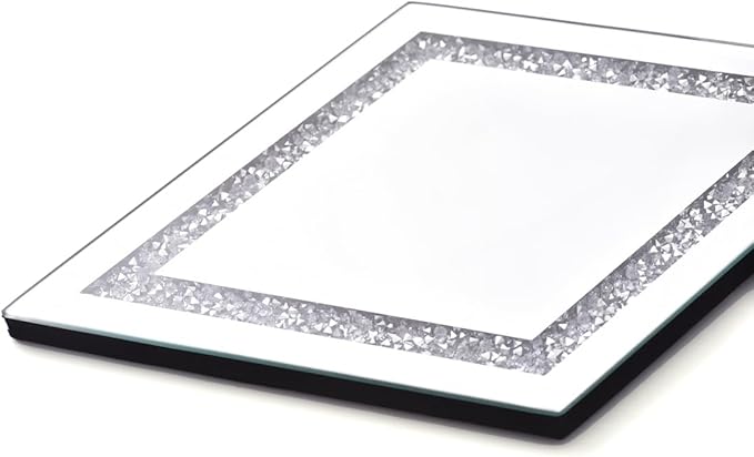 Pibeyer Silver Diamond Shaped Wall Mirror Set of 3, Decorative Crystal Crush Diamond Mirrors for Bedroom, Living Room & Hallway, Home Decor