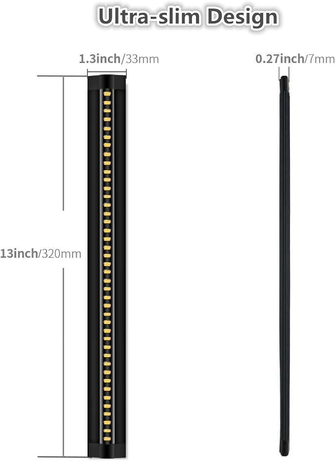 inShareplus 3 Pack 13 inch LED Under Cabinet Lighting, Dimmable, Natural White 4500K, CRI90+, 450Lumens, DC 12V Ultra Thin Under Counter Kitchen Lighting for Kitchen, Shelf, Cupboard, Black