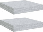 Concrete Grey Floating Wall Shelves Set of 2, Honeycomb MDF and Metal Modern Shelving with Invisible Mounting System for Living Room Office Decor