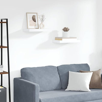 White Honeycomb Floating Wall Shelf Set of 2, Modern MDF and Metal Shelves 15.7 x 9.1 Inch, Invisible Mounting System for Home Decor and Storage