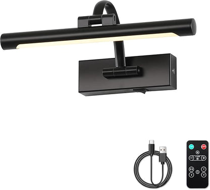 Battery Operated Picture Lights for Wall Black Art Light Wireless Gallery Lights with Timer and Remote 12 Inch 2W Warm White