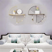 JOSON Bedroom Half Round Wall Mounted Floating Shelf for Bedroom, Living Room, Office Metal Geometric Hanging Shelf（Gold）