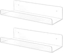 TONICE 2 Pack Acrylic Shelves for Wall 6in Floating Shelf Wall Mounted Set for Room, Bedroom, Bathroom, Kitchen, Living Room, Office Book Shelf Storage Decor