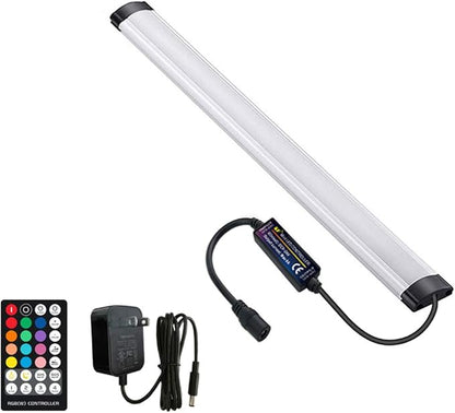 Dimmable Under Cabinet Lighting, RGB LED Light Bar, RF Remote Control Lamp, Multicolor Under Counter Lights for Desk, Room, Cupboard, Hallway, Shelf, Closet (12 Inch)