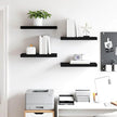 Wall Shelf Set of 4 Black Honeycomb MDF with Metal Wall Mounting, Floating Shelves for Modern Decor, Minimalist Display Storage for Books and Collectibles, Easy Installation,