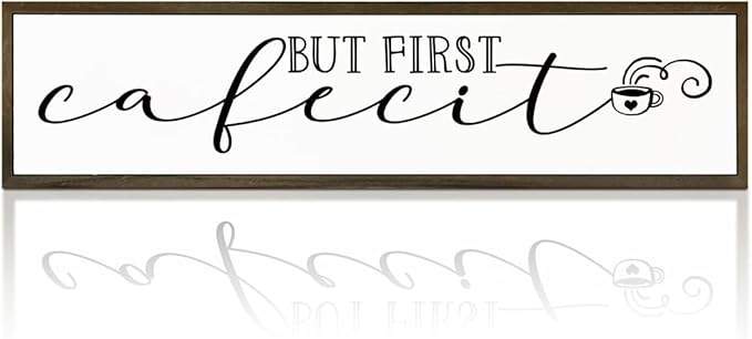 Coffee Wood Sign, Farmhouse Coffees Wall Decoration, Home Kitchen Decor for Shelf Tabletop, Cafe Coffee Station Decor, Coffees Lover Gift, But First Cafecito Sign, 17.8x4x1.2 inches