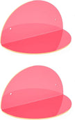 ROYALITA Small Acrylic Shelves Room Decor Floating Shelves (2-Pack, 8-inch Diameter) - Wall Mounted Display Stand for Plants, Toys, Makeup, and More - Ideal for Home and Office, Pink