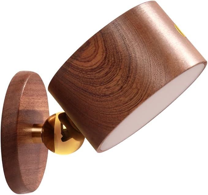 Led Wall Mounted Reading Lights, Wireless Wall Sconce with USB Charging Port Rechargeable Battery 360°Rotate Magnetic Ball Dimmable Touch Control, Lamps for Study Bedside(Sapele 2 PC)