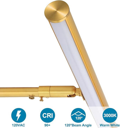 LED Picture Lights for Paintings Plug in, Adjustable Art Light Gallery Wall Light for Display Art Work, 14 Inch 4W 3000K Warm White, Gold Finish CRI90+, ETL Listed