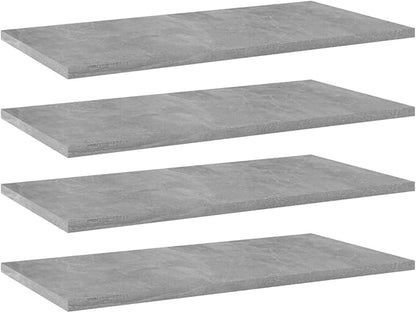 Set of 4 Wall Mounted Shelves, 23.6 Inch Floating Shelf Boards, Concrete Grey Engineered Wood Storage Organizers for Living Room and Bedroom