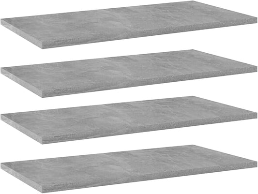 Set of 4 Wall Mounted Shelves, 23.6 Inch Floating Shelf Boards, Concrete Grey Engineered Wood Storage Organizers for Living Room and Bedroom
