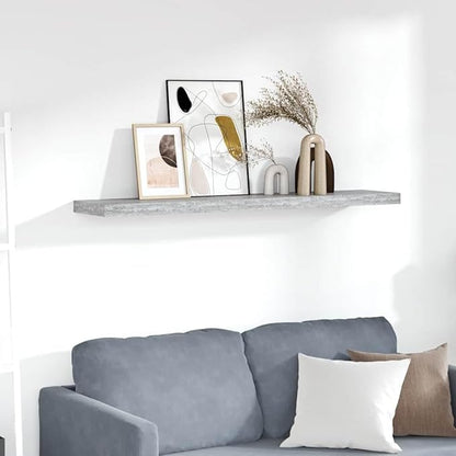Concrete Grey Honeycomb MDF Floating Wall Shelf with Invisible Mounting System for Modern Interiors, 4-Piece Set, Durable Storage and Display Solution