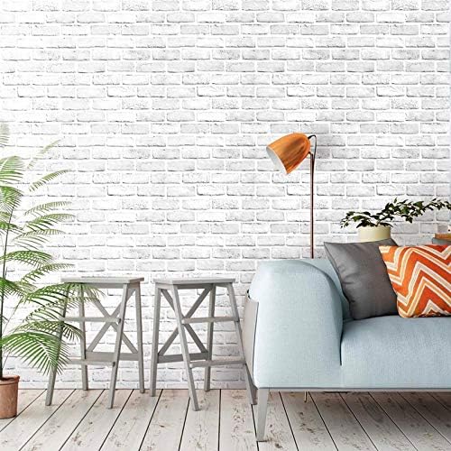 Cohoo Home Brick Wallpaper Peel and Stick Contact Paper 591inL 18inW Faux 3D Brick Contact Paper for Wall White Gray Self Adhesive Removable Wallpaper Backsplash Bedroom Wall Sticky Waterproof Thick