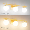 Ralbay Mid Century Modern Gold Bathroom Light Fixtures Gold Milky Glass Modern Bathroom Vanity Lights Over Mirror, Gold 3-Light (Exclude Bulb)