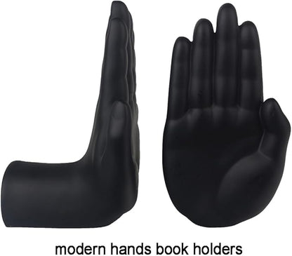 Decorative Bookends Praying Hands Book Ends for Shelves, Black Modern Bookend Heavy Duty Book Ends Stopper Holders for Shelves Office Home Living Room, Resin, 8.5" x 6.8"