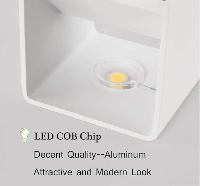 Modern LED Wall Sconce, Up Down Indoor Wall Light, White Cube Mount Lamp Fixture for Bedroom