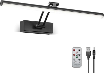 Wireless Picture Light, 16 inches, Battery Operated, Dimmable Black Metal LED Art Light for Wall Sconce