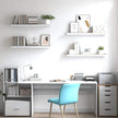 Wall Shelf Set of 4 Oak and White Honeycomb MDF Metal Floating Shelves 31.5 Inch Long Modern Display Storage for Home Office