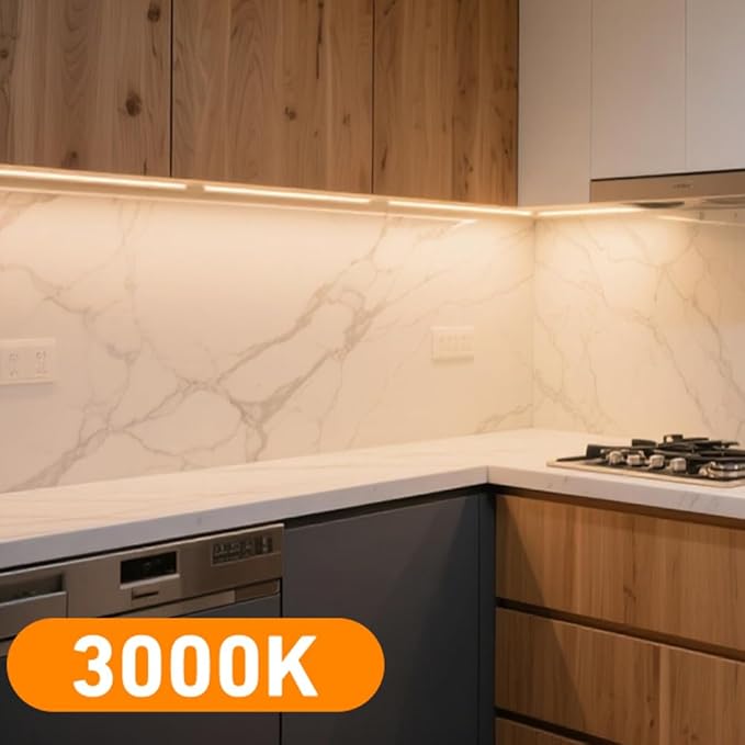 Under Cabinet Lighting Plug in. 3 PCS 12 Inches Likable Slim Bright Light Bars. Dimmable 14W Under Cabinet Lights for Kitchen Over Counter Coffee Station Shelf Closets Warm White 3000K
