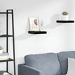 High Gloss Black Honeycomb MDF Floating Wall Shelf with Metal Brackets, Modern Invisible Mounting System for Home Office Decor, Sturdy and Space-Saving Storage Solution
