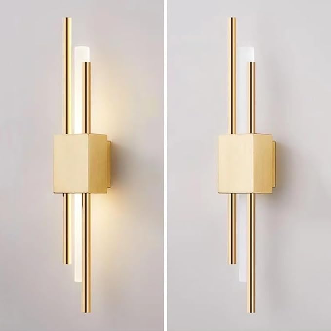 LED Linear Wall Sconce Lighting Modern Wall Lamp Indoor Wall Wash Light 10W 3 Color Mode Wall Mounted Lamps Hardwired Vanity Sconces for Living Room Bedroom Hallway (Color : Gold, Size : Le