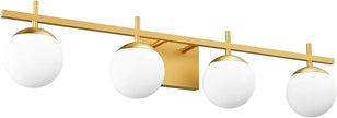 Ralbay Mid Century Gold Bathroom Vanity Lights 4-Light Gold Milky Glass Modern Bathroom Lighting Fixtures Over Mirror, Gold 4-Light (Exclude Bulb)
