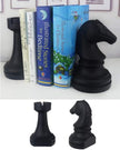 Decorative Chess Bookends for Shelves, Book Ends Decorative for Office Heavy Books, 7x7x4 inches, Black,1Pair/2Piece (Chess)