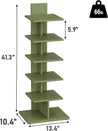 TUTOTAK Bookshelf, 6-Tier Bookcase, Narrow Spine Book Shelf for Small Space, Corner Standing Shelf for Living Room, Office, Study, Entryway, Olive Green BS06BOG016