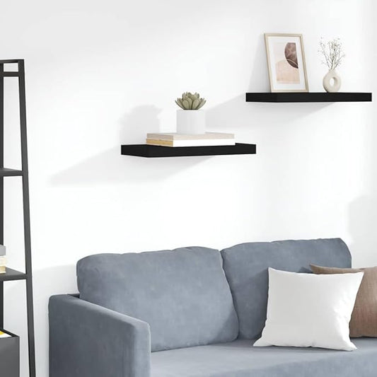 Black Honeycomb MDF Wall Shelf with Metal Frame Medium Wall Mounting, 4-Piece Set for Home Organization and Stylish Display, Durable Floating Shelf for Books and Decor, Easy