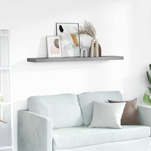 Grey Floating Wall Shelf 47.2x9.3x1.5 in, Modern Honeycomb MDF and Metal Wall Mounted Storage, Durable and Space-Saving for Home Decor and Books Display